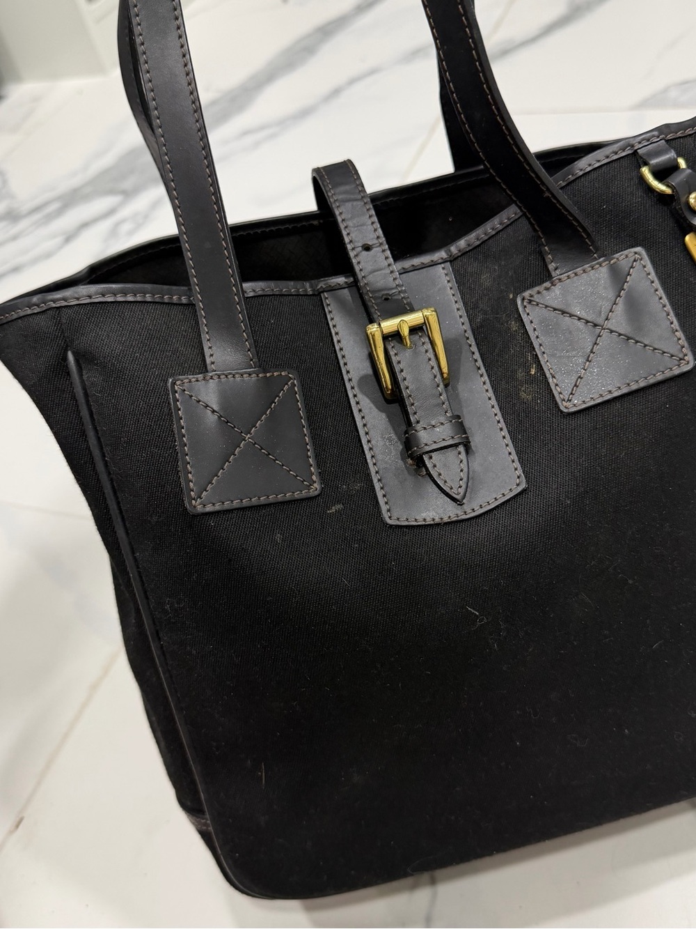 REHAB Vintage Dooney & Bourke Black Canvas Leather Tote Bag AS IS Project